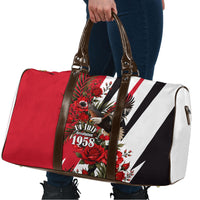 Iraq Revolution Soaring Eagle Travel Bag Iraqi Flag Red Roses Floral Design