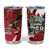 Iraq Revolution Soaring Eagle Tumbler Cup Iraqi Flag Red Roses Floral Design