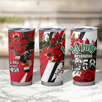 Iraq Revolution Soaring Eagle Tumbler Cup Iraqi Flag Red Roses Floral Design