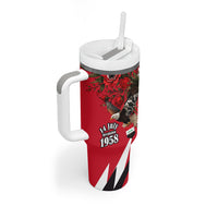 Iraq Revolution Soaring Eagle Tumbler With Handle Iraqi Flag Red Roses Floral Design