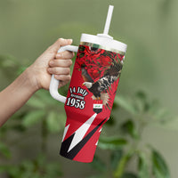 Iraq Revolution Soaring Eagle Tumbler With Handle Iraqi Flag Red Roses Floral Design