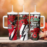Iraq Revolution Soaring Eagle Tumbler With Handle Iraqi Flag Red Roses Floral Design