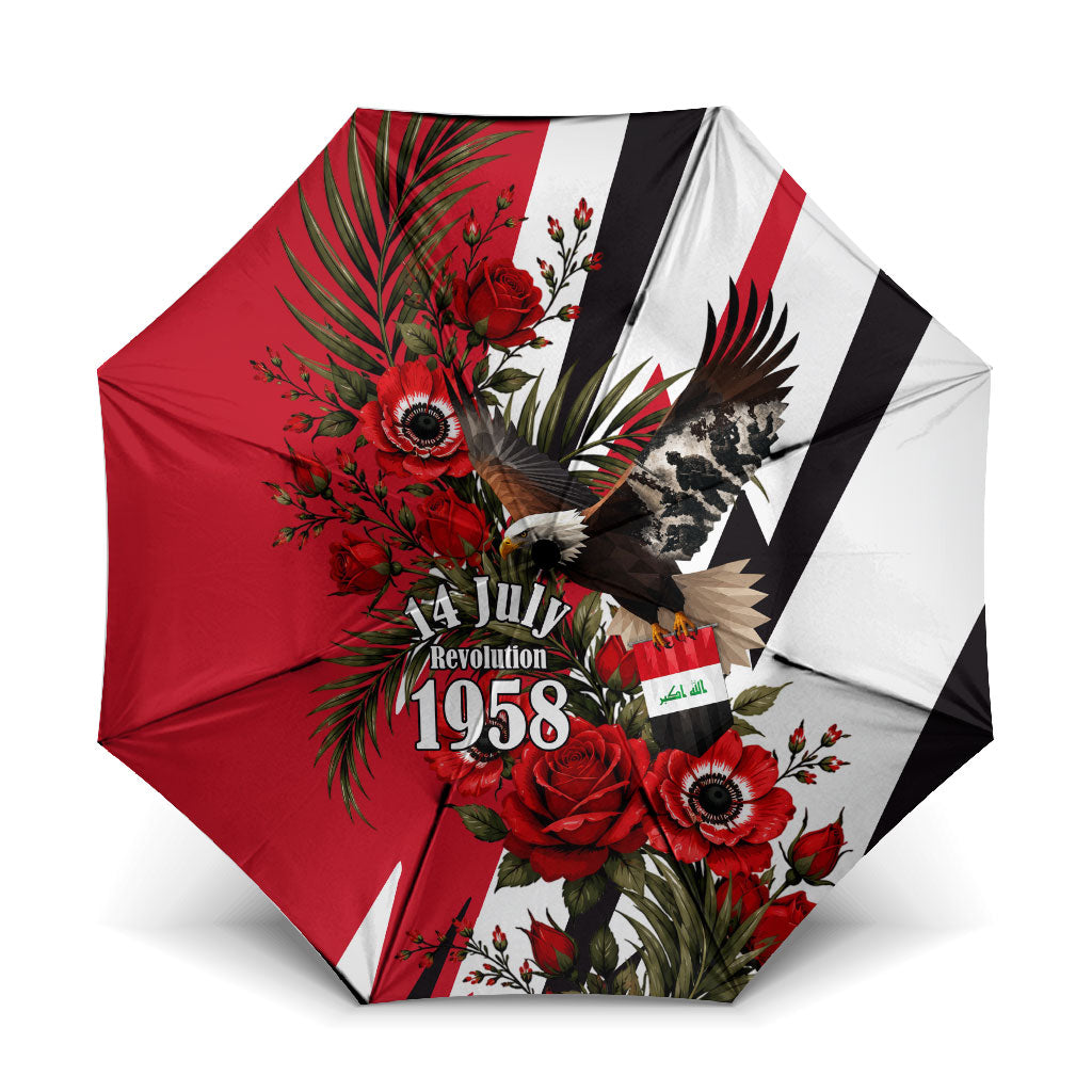 Iraq Revolution Soaring Eagle Umbrella Iraqi Flag Red Roses Floral Design