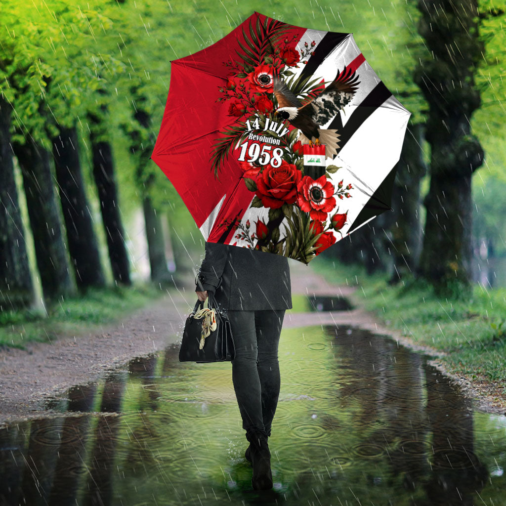 Iraq Revolution Soaring Eagle Umbrella Iraqi Flag Red Roses Floral Design