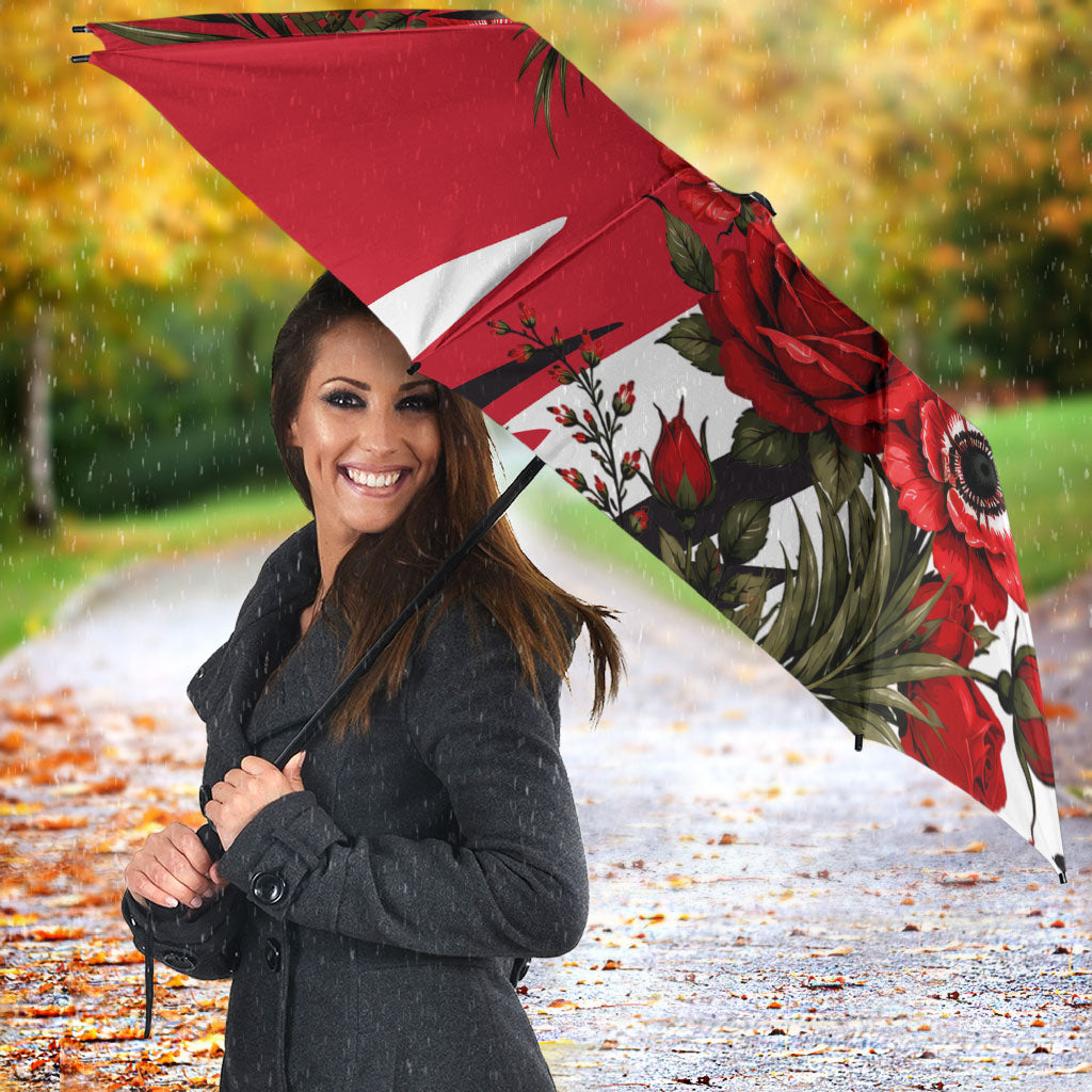 Iraq Revolution Soaring Eagle Umbrella Iraqi Flag Red Roses Floral Design