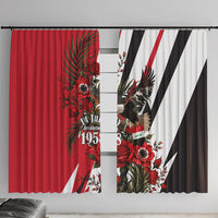 Iraq Revolution Soaring Eagle Window Curtain Iraqi Flag Red Roses Floral Design