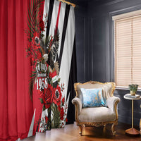 Iraq Revolution Soaring Eagle Window Curtain Iraqi Flag Red Roses Floral Design