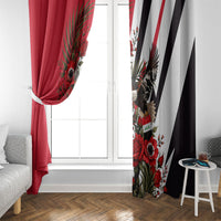 Iraq Revolution Soaring Eagle Window Curtain Iraqi Flag Red Roses Floral Design