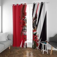 Iraq Revolution Soaring Eagle Window Curtain Iraqi Flag Red Roses Floral Design