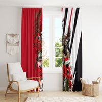 Iraq Revolution Soaring Eagle Window Curtain Iraqi Flag Red Roses Floral Design
