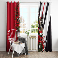 Iraq Revolution Soaring Eagle Window Curtain Iraqi Flag Red Roses Floral Design