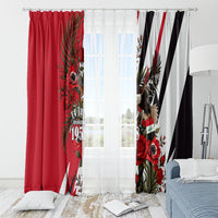 Iraq Revolution Soaring Eagle Window Curtain Iraqi Flag Red Roses Floral Design