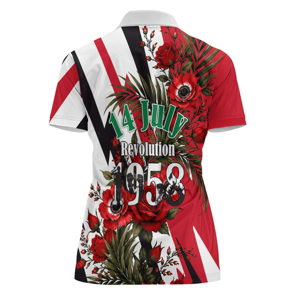 Iraq Revolution Soaring Eagle Women Polo Shirt Iraqi Flag Red Roses Floral Design