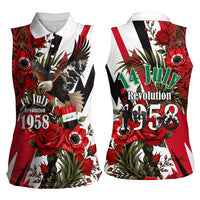 Iraq Revolution Soaring Eagle Women Sleeveless Polo Shirt Iraqi Flag Red Roses Floral Design