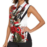 Iraq Revolution Soaring Eagle Women Sleeveless Polo Shirt Iraqi Flag Red Roses Floral Design