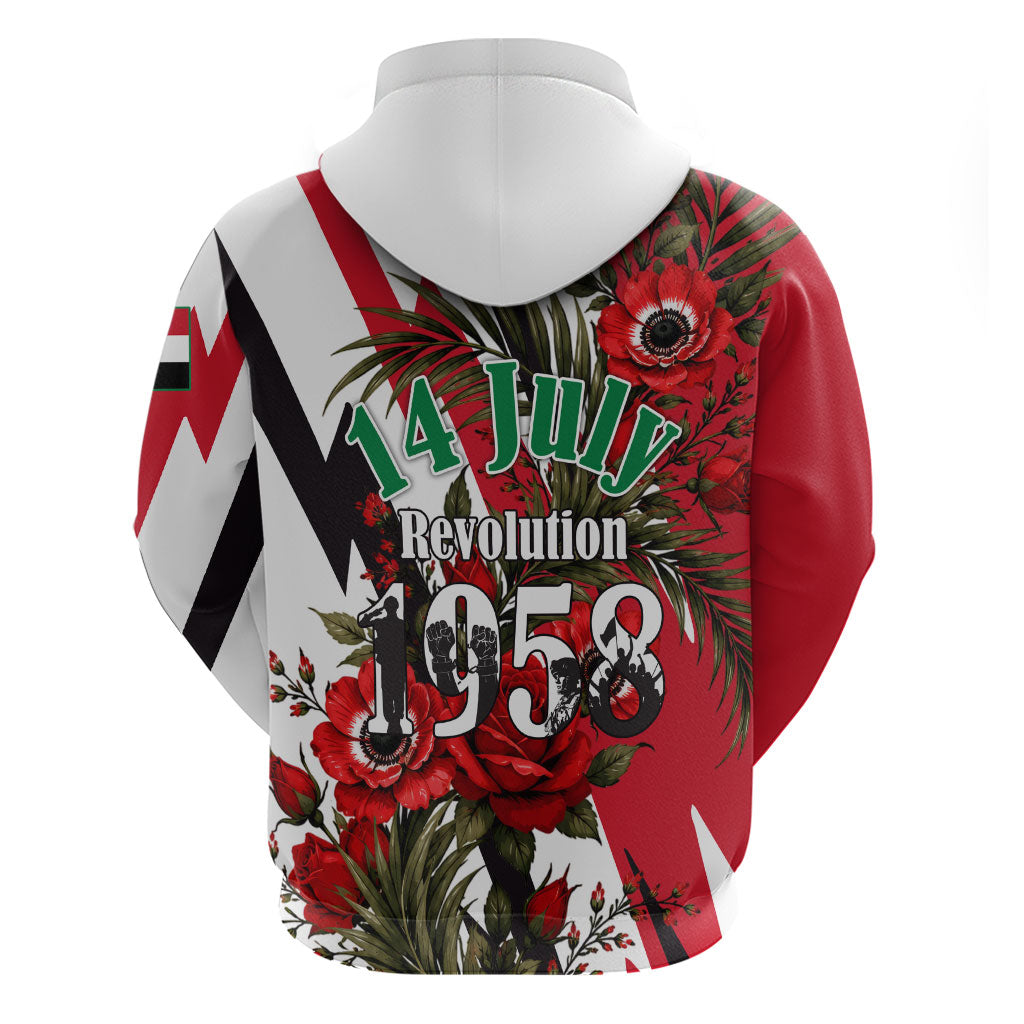 Iraq Revolution Soaring Eagle Zip Hoodie Iraqi Flag Red Roses Floral Design