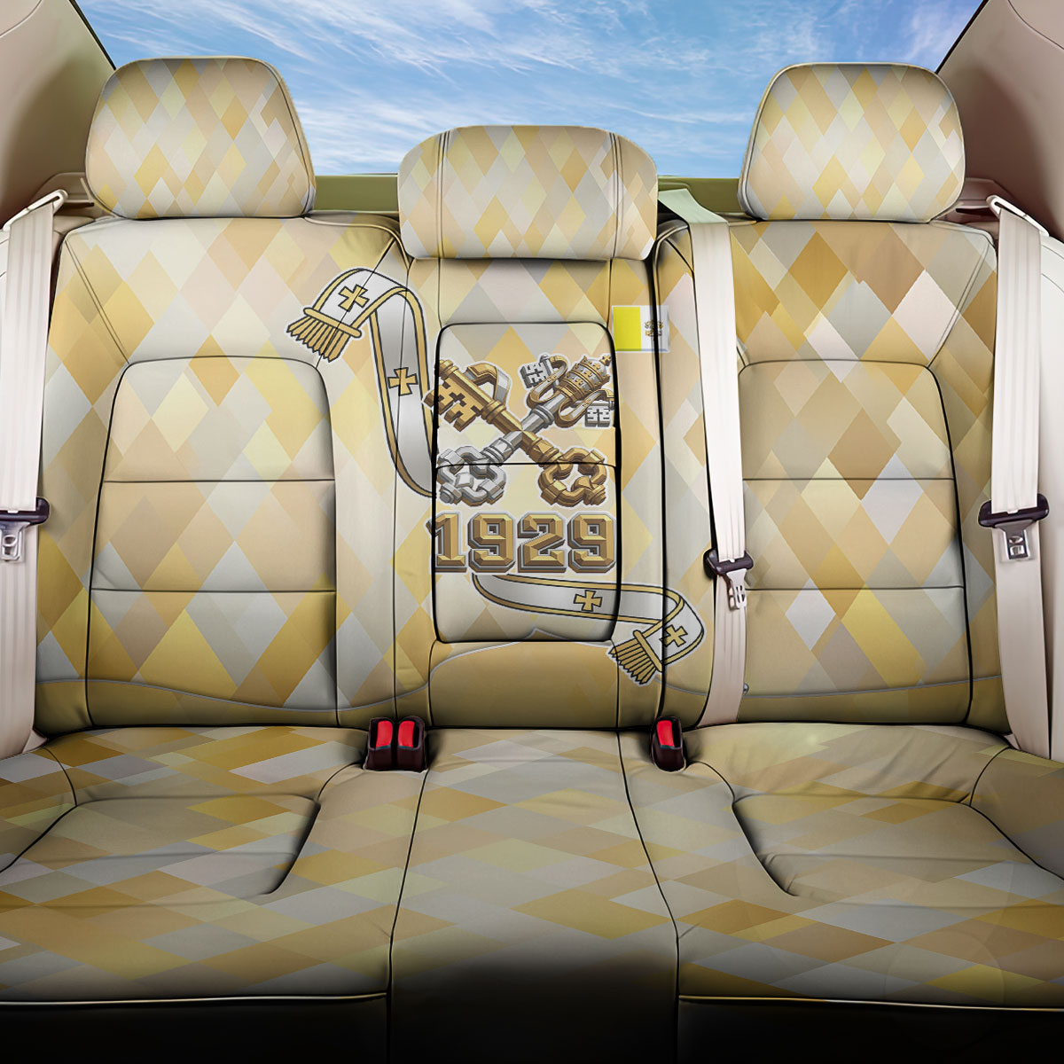 Vatican City Back Car Seat Cover Catholic Heritage St Peters Square - Coat Of Arms 1929