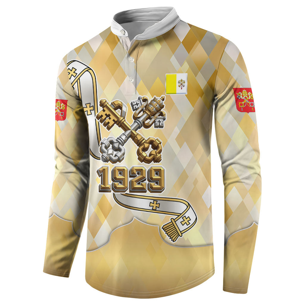Vatican City Button Sweatshirt Catholic Heritage St Peters Square - Coat Of Arms 1929