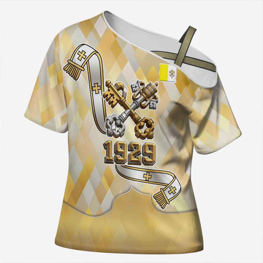 Vatican City Cross Shoulder Shirt Catholic Heritage St Peters Square - Coat Of Arms 1929