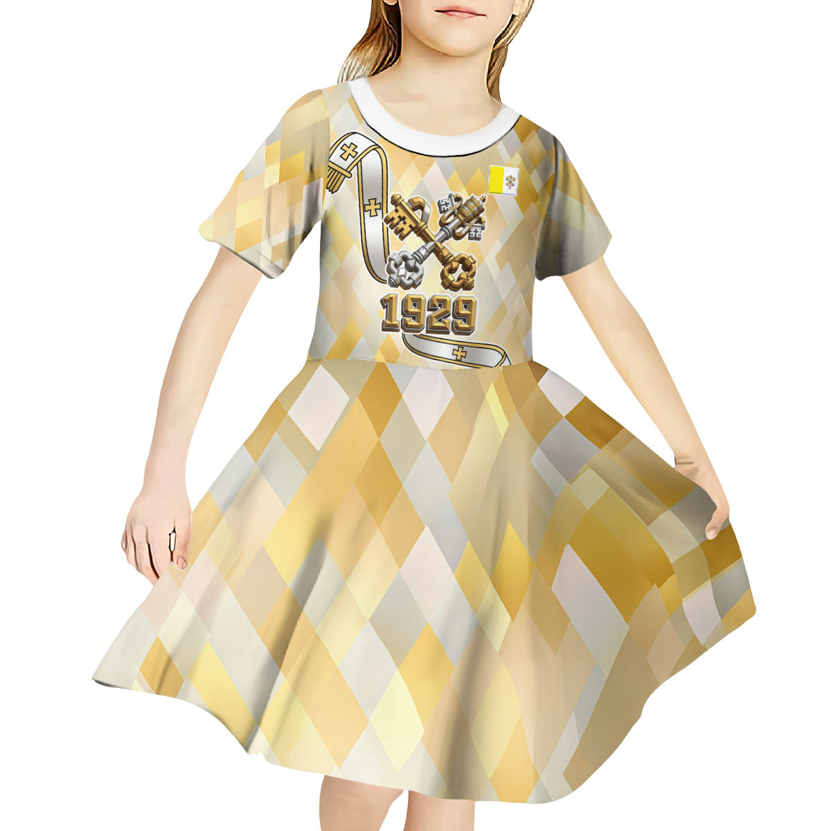 Vatican City Kid Short Sleeve Dress Catholic Heritage St Peters Square - Coat Of Arms 1929