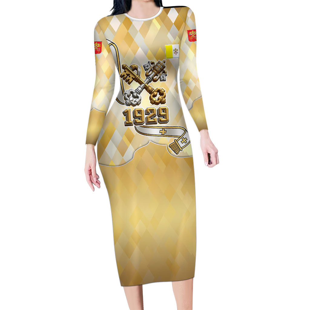 Vatican City Long Sleeve Bodycon Dress Catholic Heritage St Peters Square - Coat Of Arms 1929