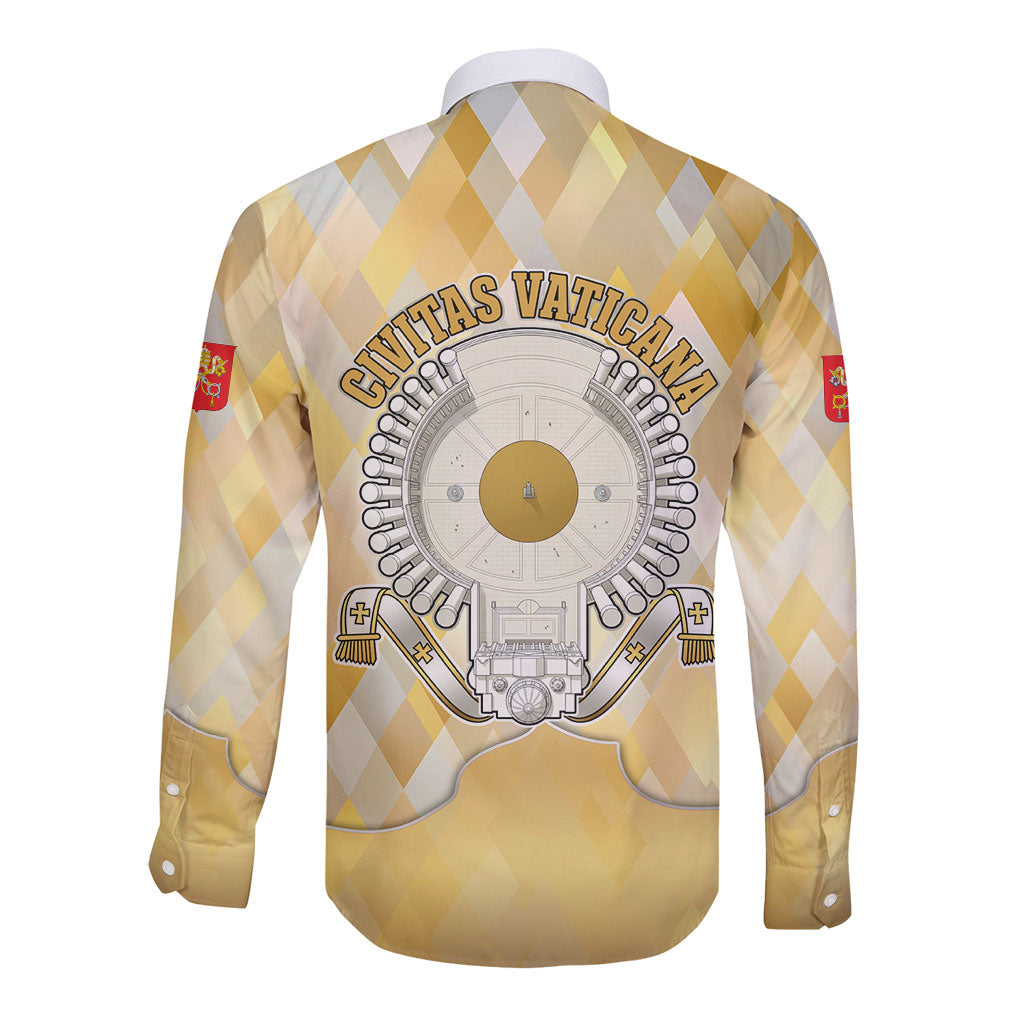 Vatican City Long Sleeve Button Shirt Catholic Heritage St Peters Square - Coat Of Arms 1929