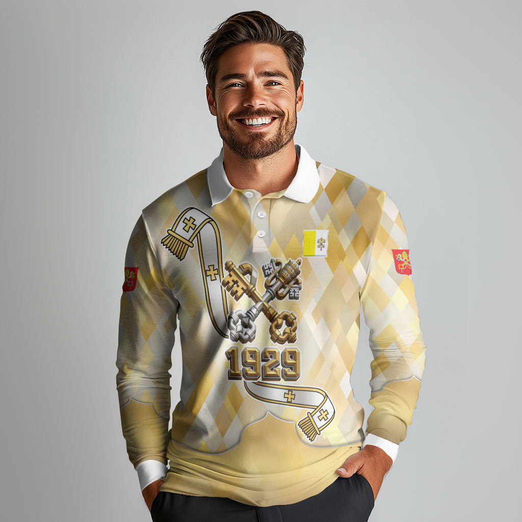 Vatican City Long Sleeve Polo Shirt Catholic Heritage St Peters Square - Coat Of Arms 1929