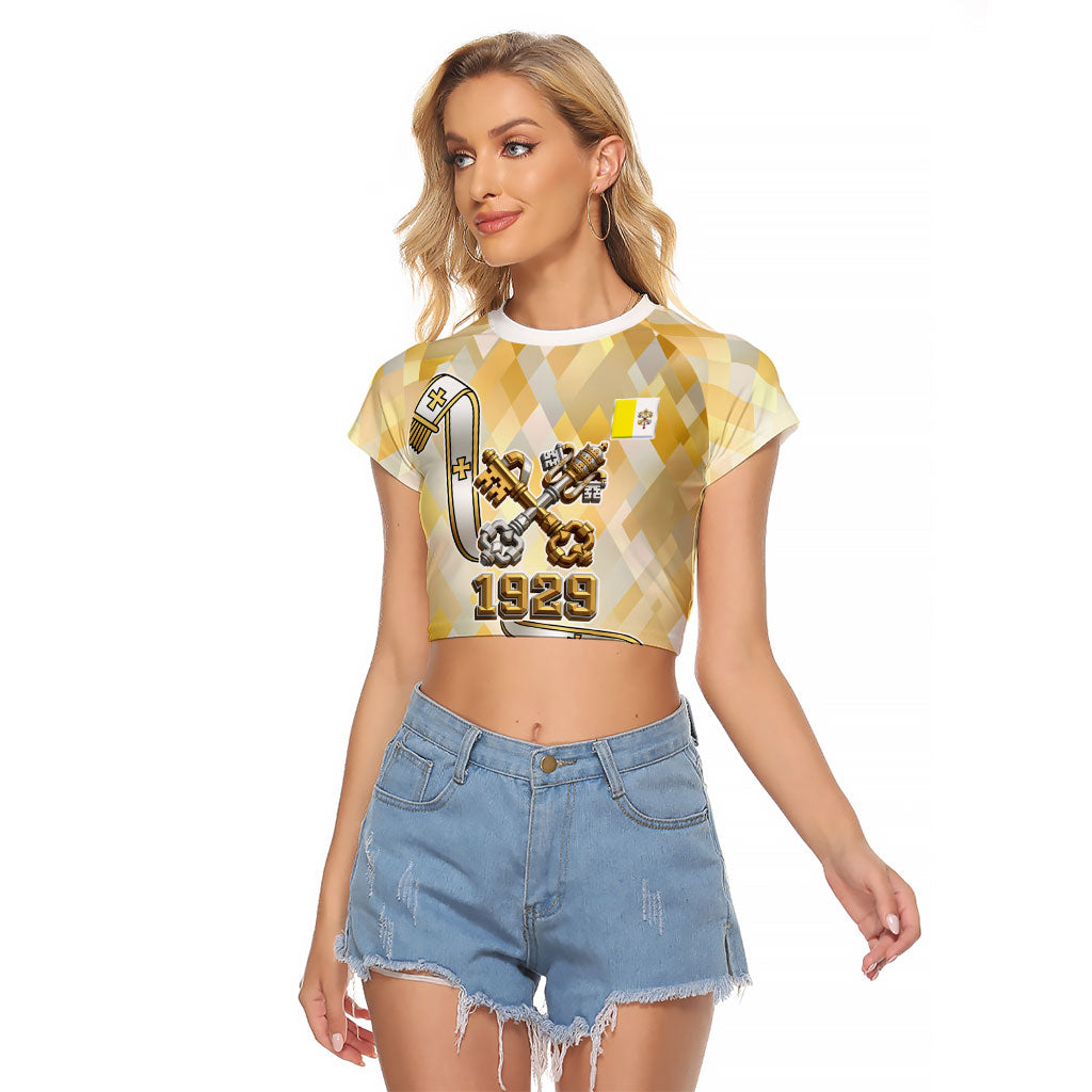 Vatican City Raglan Cropped T Shirt Catholic Heritage St Peters Square - Coat Of Arms 1929