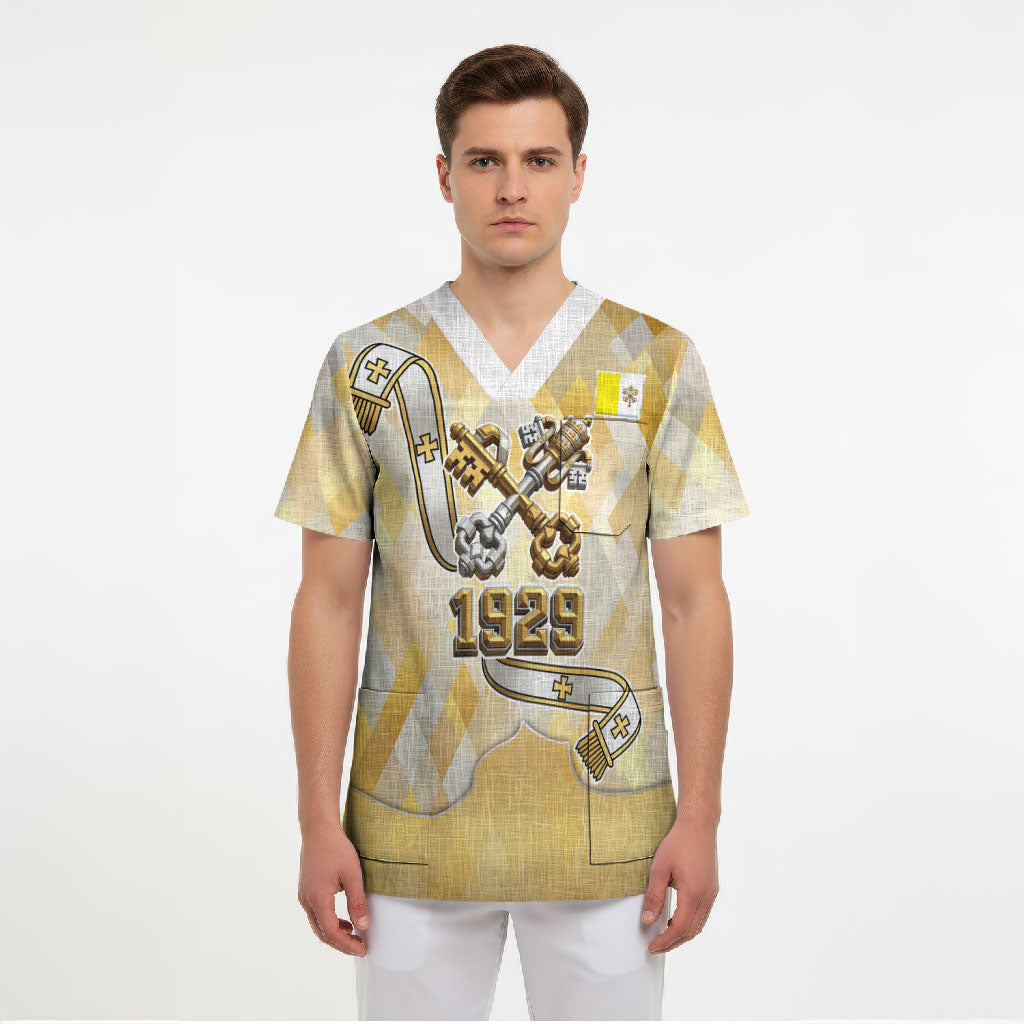 Vatican City Scrub Top Catholic Heritage St Peters Square - Coat Of Arms 1929
