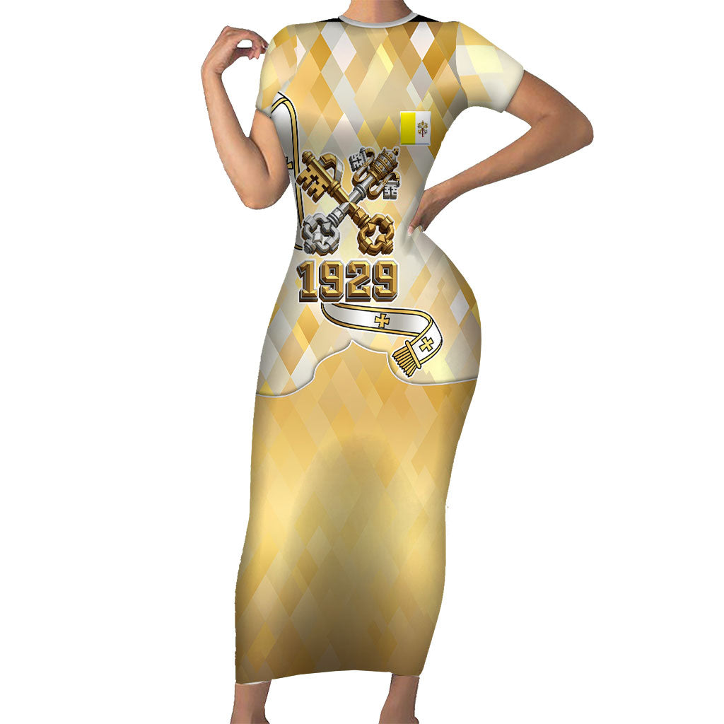 Vatican City Short Sleeve Bodycon Dress Catholic Heritage St Peters Square - Coat Of Arms 1929