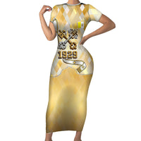 Vatican City Short Sleeve Bodycon Dress Catholic Heritage St Peters Square - Coat Of Arms 1929