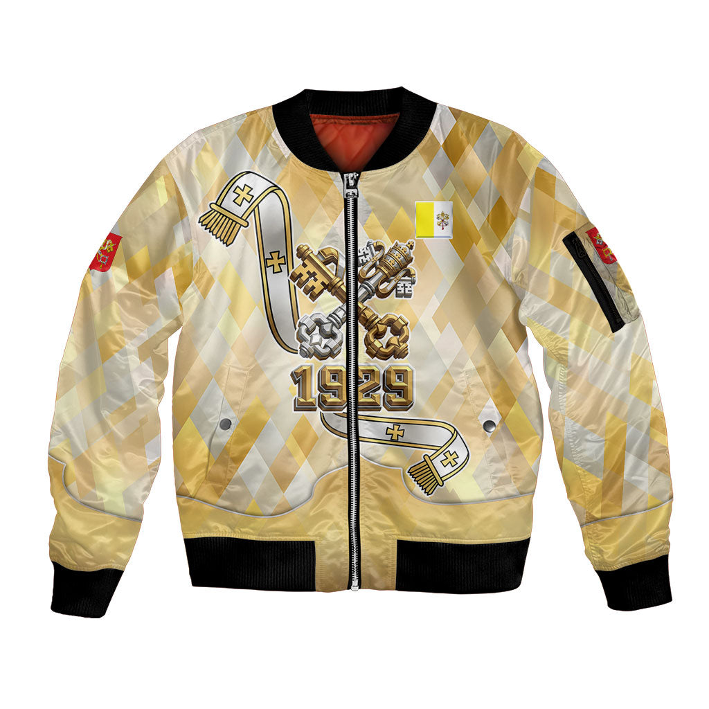 Vatican City Sleeve Zip Bomber Jacket Catholic Heritage St Peters Square - Coat Of Arms 1929