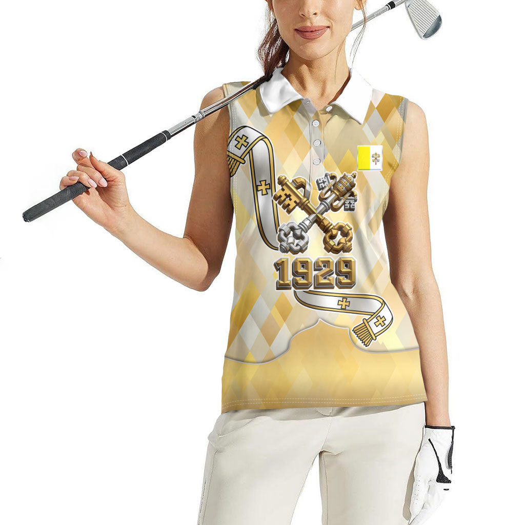 Vatican City Women Sleeveless Polo Shirt Catholic Heritage St Peters Square - Coat Of Arms 1929
