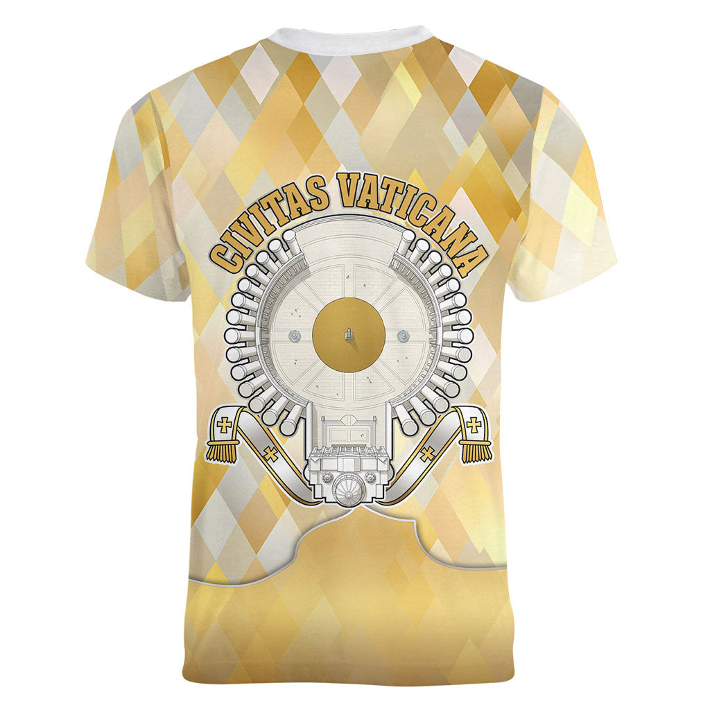 Vatican City Women V-Neck T-Shirt Catholic Heritage St Peters Square - Coat Of Arms 1929