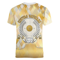 Vatican City Women V-Neck T-Shirt Catholic Heritage St Peters Square - Coat Of Arms 1929