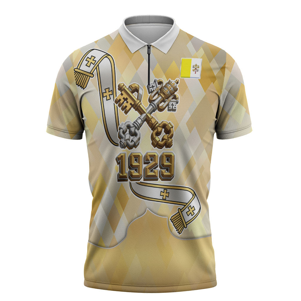 Vatican City Zipper Polo Shirt Catholic Heritage St Peters Square - Coat Of Arms 1929