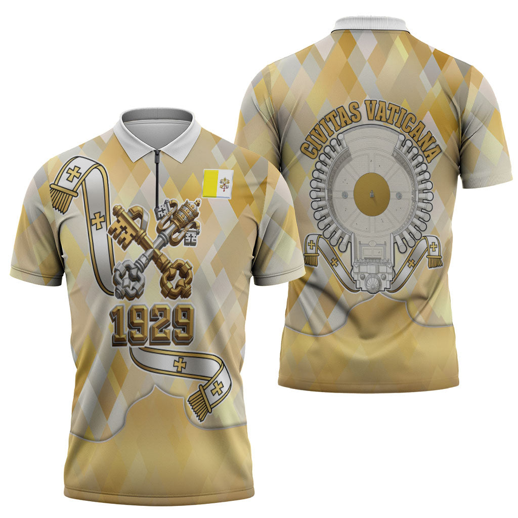 Vatican City Zipper Polo Shirt Catholic Heritage St Peters Square - Coat Of Arms 1929