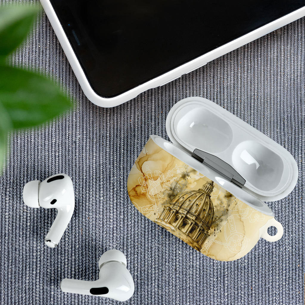 Vatican City St Peters Basilica AirPods Case Papal Tiara - Tu Es Petrus Catholic Watercolor
