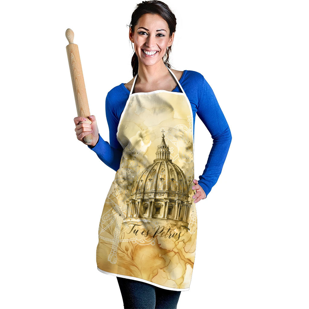 Vatican City St Peters Basilica Apron Papal Tiara - Tu Es Petrus Catholic Watercolor