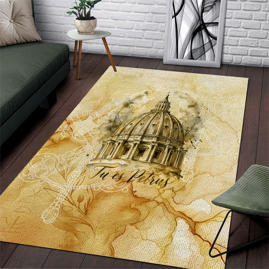 Vatican City St Peters Basilica Area Rug Papal Tiara - Tu Es Petrus Catholic Watercolor