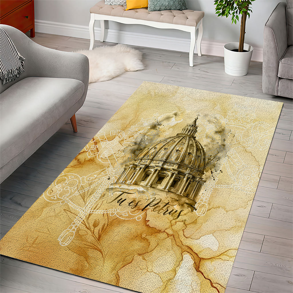 Vatican City St Peters Basilica Area Rug Papal Tiara - Tu Es Petrus Catholic Watercolor