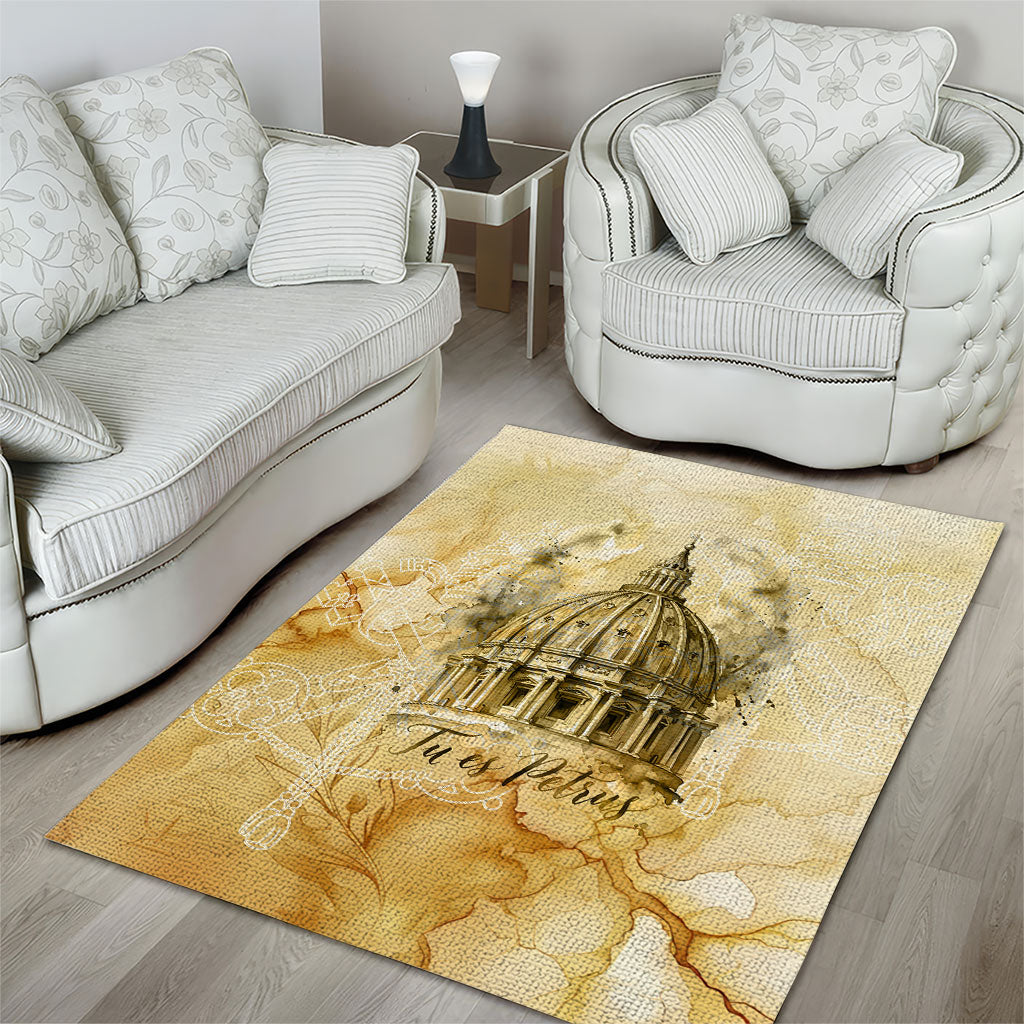 Vatican City St Peters Basilica Area Rug Papal Tiara - Tu Es Petrus Catholic Watercolor