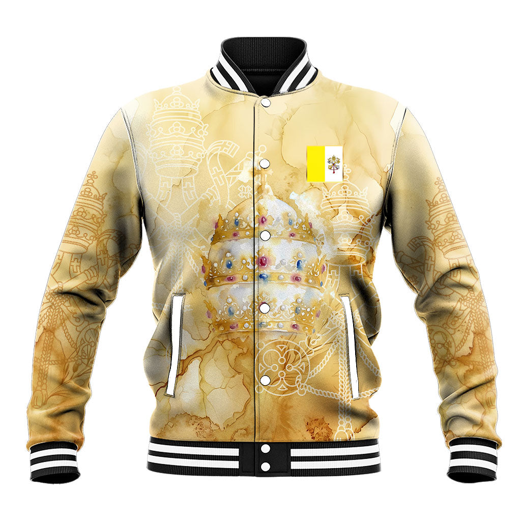 Vatican City St Peters Basilica Baseball Jacket Papal Tiara - Tu Es Petrus Catholic Watercolor