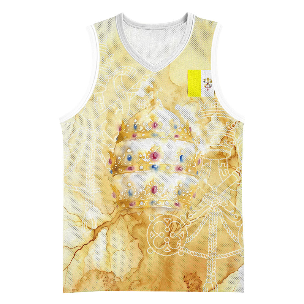 Vatican City St Peters Basilica Basketball Jersey Papal Tiara - Tu Es Petrus Catholic Watercolor