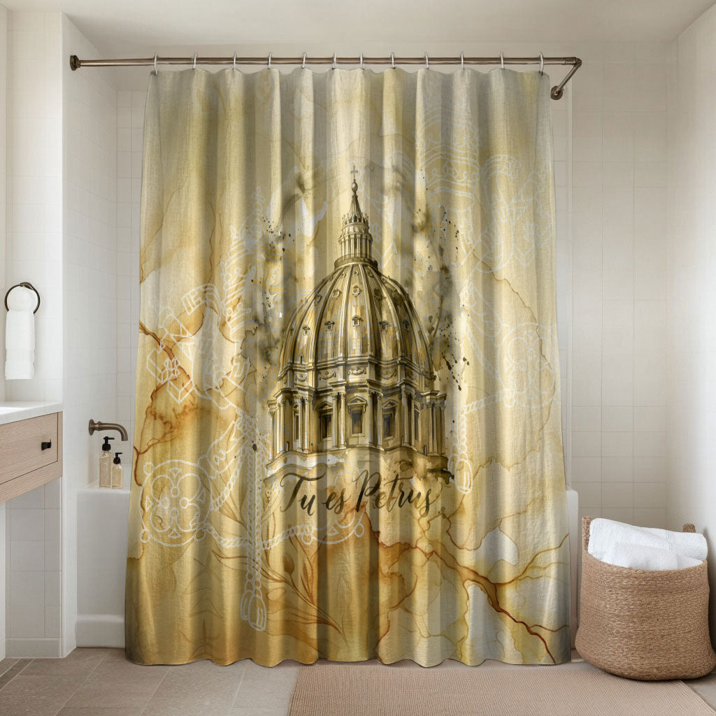 Vatican City St Peters Basilica Bathroom Set Papal Tiara - Tu Es Petrus Catholic Watercolor