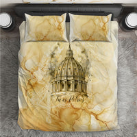 Vatican City St Peters Basilica Bedding Set Papal Tiara - Tu Es Petrus Catholic Watercolor