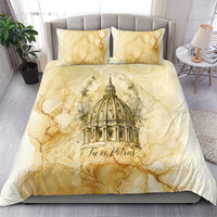 Vatican City St Peters Basilica Bedding Set Papal Tiara - Tu Es Petrus Catholic Watercolor