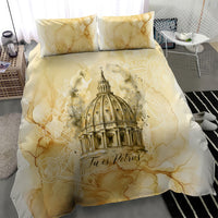 Vatican City St Peters Basilica Bedding Set Papal Tiara - Tu Es Petrus Catholic Watercolor