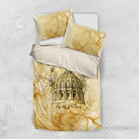 Vatican City St Peters Basilica Bedding Set Papal Tiara - Tu Es Petrus Catholic Watercolor
