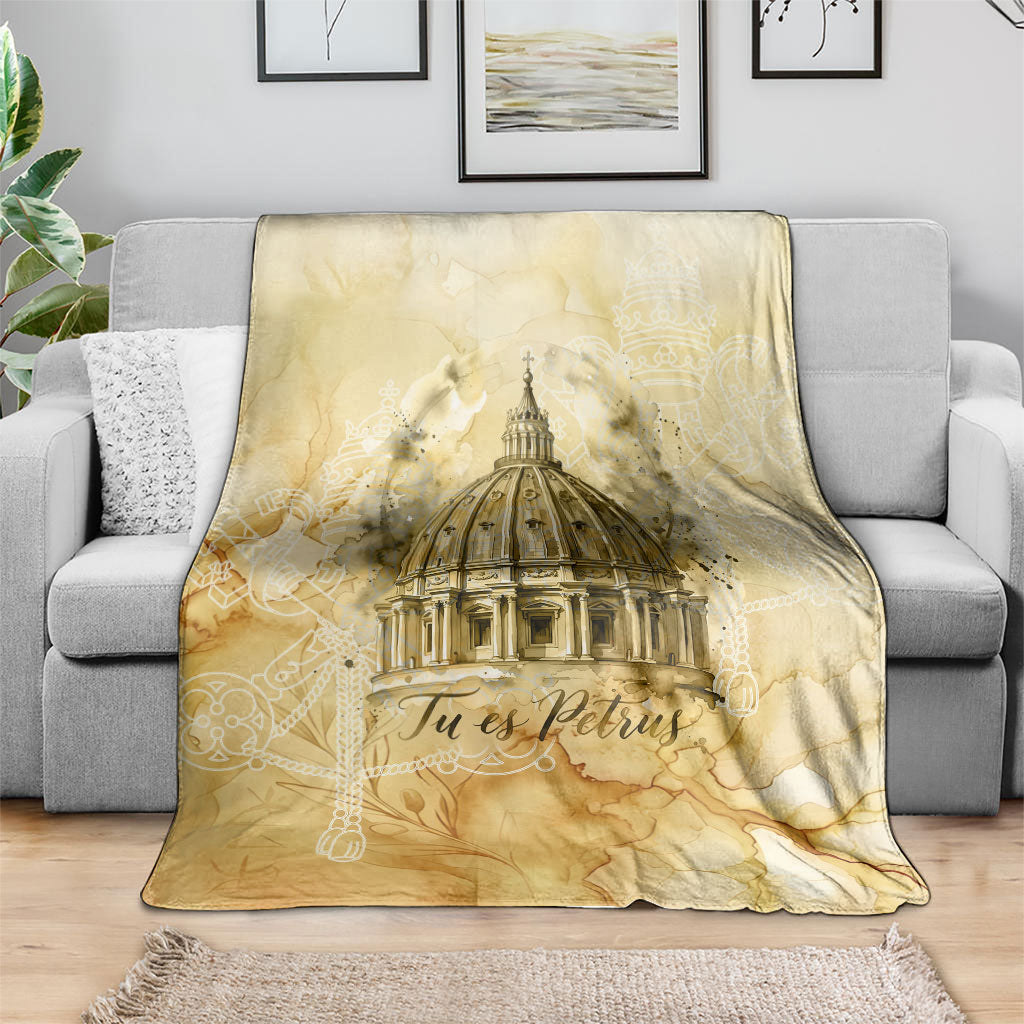 Vatican City St Peters Basilica Blanket Papal Tiara - Tu Es Petrus Catholic Watercolor
